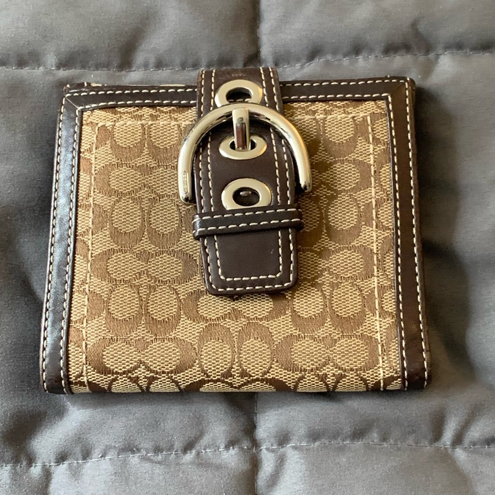 Authentic Coach Brown Signature Buckle Wallet